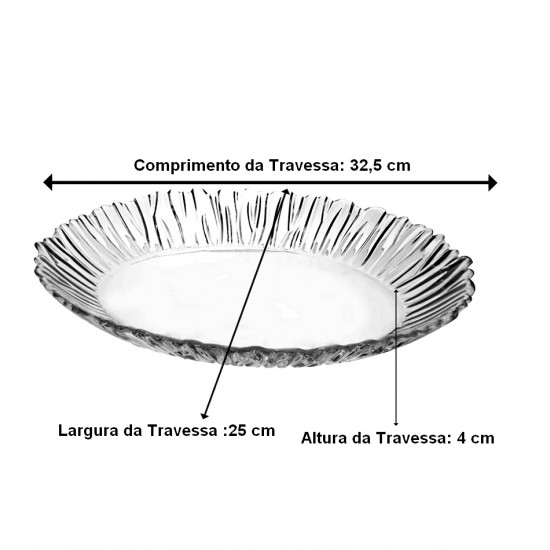 Travessa Oval 32,5cm Por 25cm Aurora Em Vidro Pasabahce